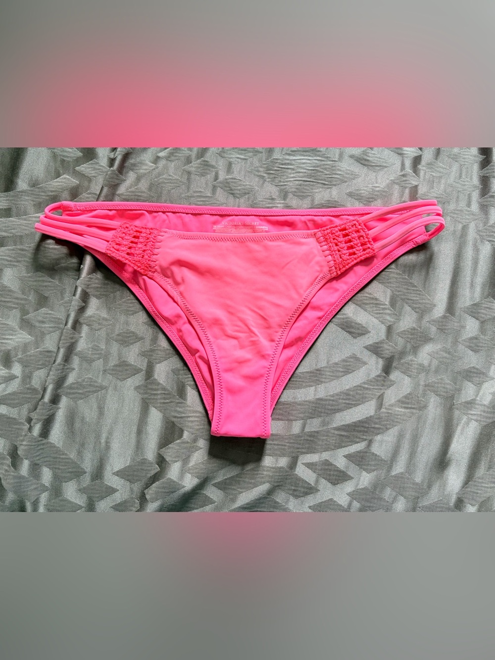 Victoria's Secret Bright Pink Smocked-Side Bikini Bottom